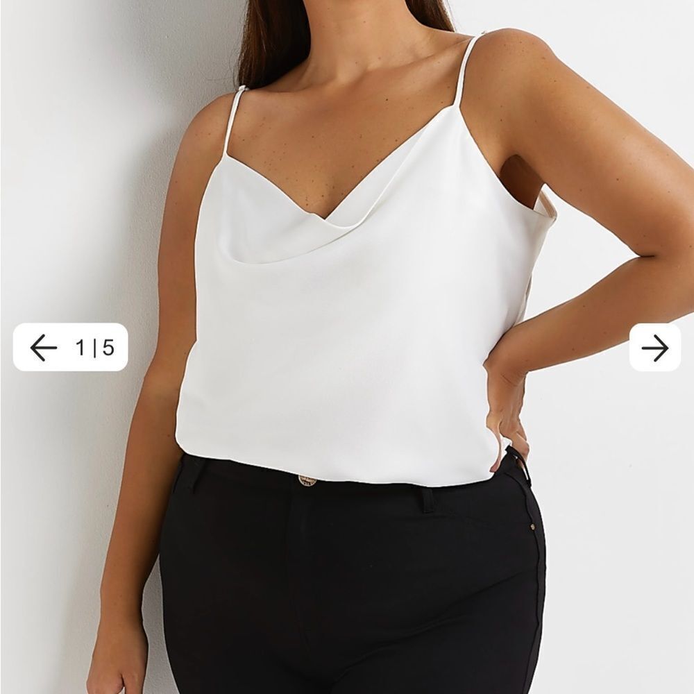 River Island Plus Cowl Neck Cami Top White 16 NWT IN PACKAGE